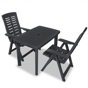 vidaXL Bistro garnitura 3-delna plastika antracitna