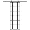 vidaXL Drsna vrata z opremo črna 76x205 cm ESG steklo