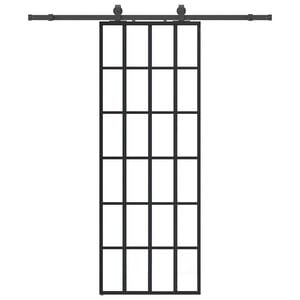 vidaXL Drsna vrata z opremo črna 76x205 cm ESG steklo