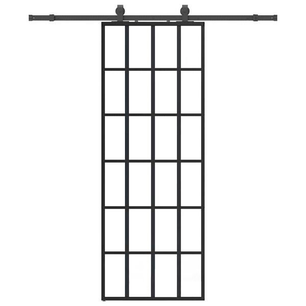 vidaXL Drsna vrata z opremo črna 76x205 cm ESG steklo