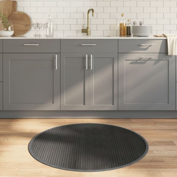 vidaXL Preproga okrogla siva 100 cm bambus