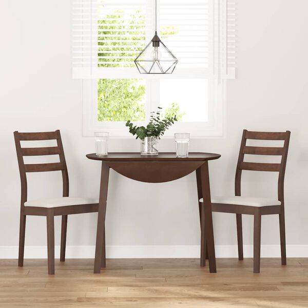 vidaXL Jedilni stoli z blazinami 2 kosa Brown Solid Wood Rubber
