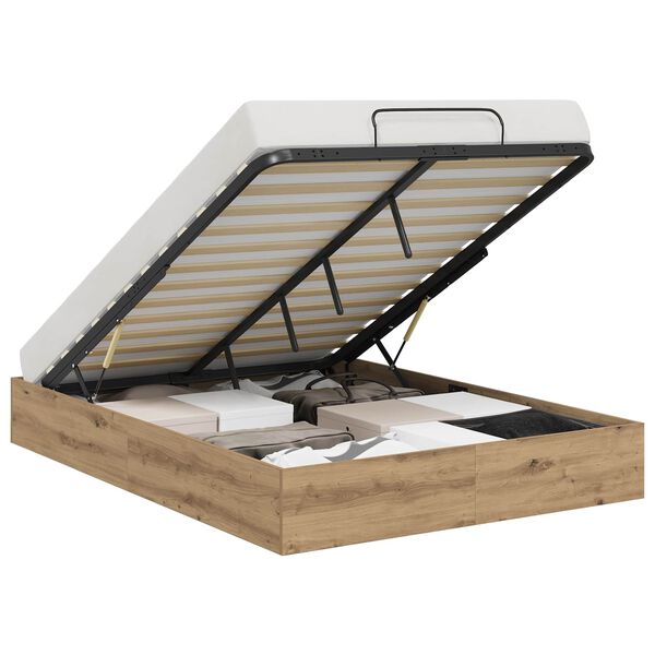 vidaXL Ottomanska postelja s shranjevanjem Obrtni Hrast 120 x 200 cm