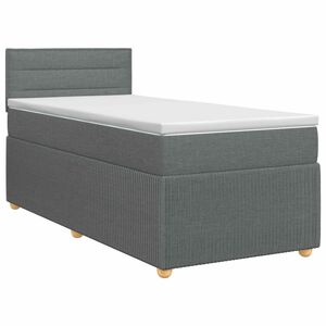 vidaXL Postelja boxspring z vzmetnico Temno siva 80 x 200 cm Blago