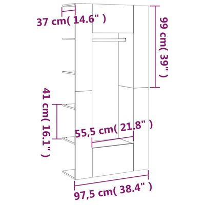 vidaXL Regal za predsobo 2 kosa betonsko siv inženirski les