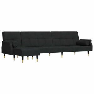 vidaXL Raztegljiv kavč L oblike črn 271x140x70 cm žamet