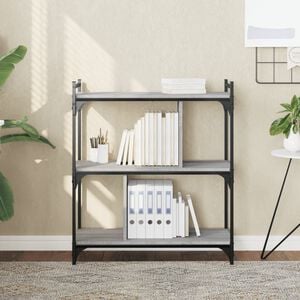 vidaXL Knjižna omara 3-nadstropna siva sonoma 76x32x88 cm inž. les