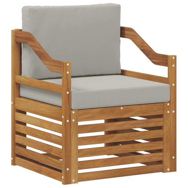 vidaXL Zunanja garnitura za sedenje z blazino Naravna 67 x 63 x 73 cm