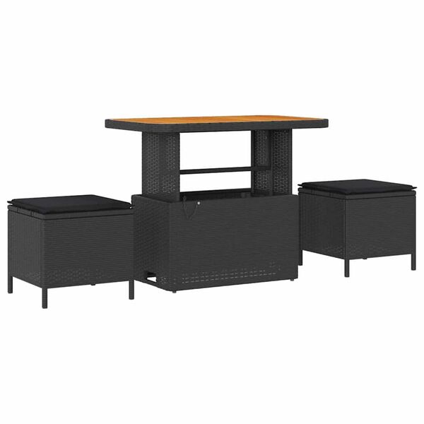 vidaXL Vrtna sedežna garnitura z blazino s shranjevanjem 8 pcs Črna