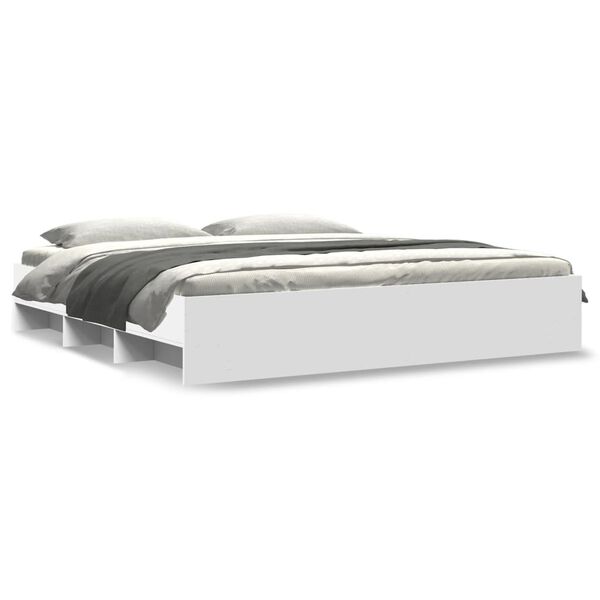 vidaXL Posteljni okvir brez vzmetnice bela 180x200 cm inženirski les