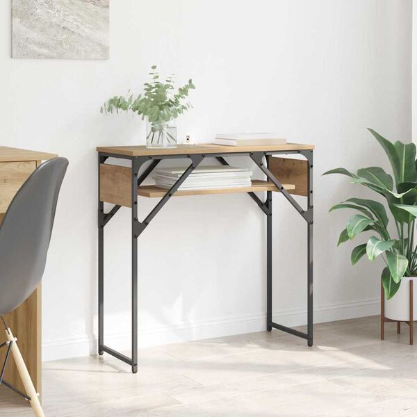 vidaXL Konzolnamizica Umetni hrast 75x30x75cm Konstruiran les