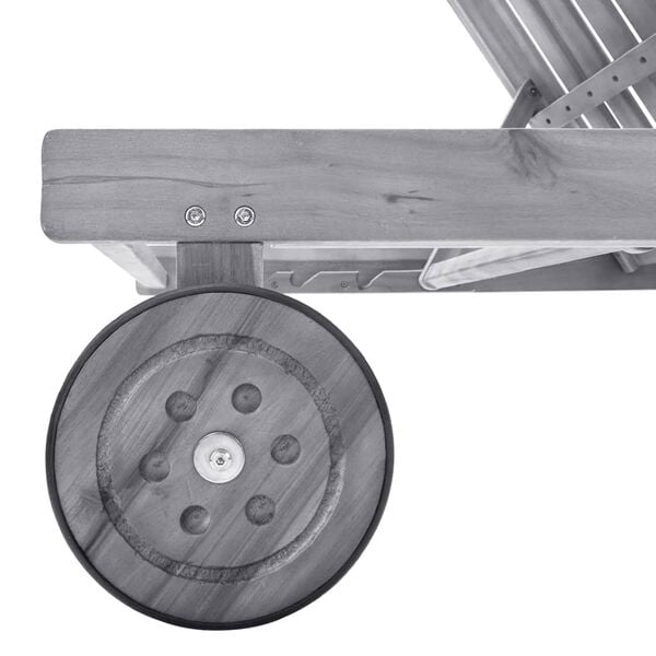 vidaXL Vrtni ležalnik z blazino siv trden akacijev les