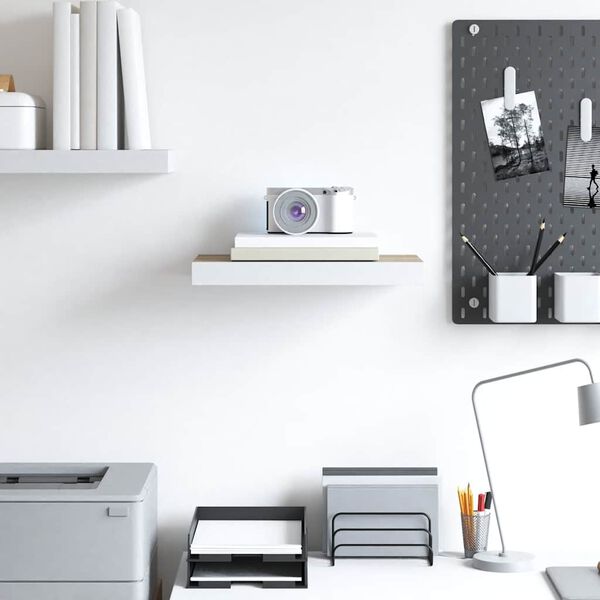 vidaXL Stenska polica barva hrasta in bela 40x23x3,8 cm MDF