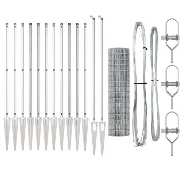 vidaXL Ograja s stebrom srebrna 1,2 x 25 m Jeklo