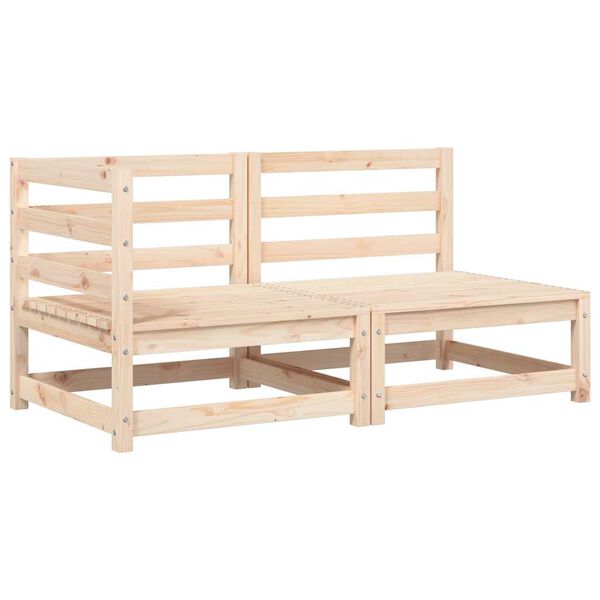 vidaXL Vrtni kavč dvosed z blazinami trdna borovina