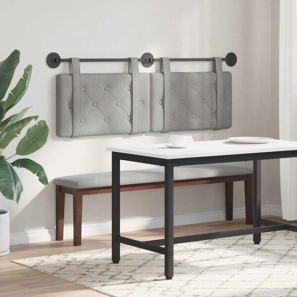 vidaXL Visoki naslon za glavo Svetlo siva 130 x 55 x 5 cm Žamet