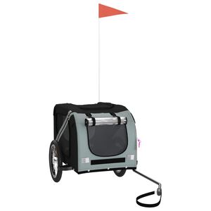 vidaXL Kolesarska prikolica za hi&scaron;ne ljubljenčke črna in siva