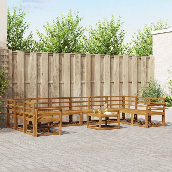 vidaXL Zunanja garnitura za sedenje 11 pcs Naravna Masiven les akacije
