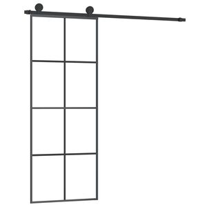 vidaXL Drsna vrata z opremo 76x205 cm ESG steklo in aluminij