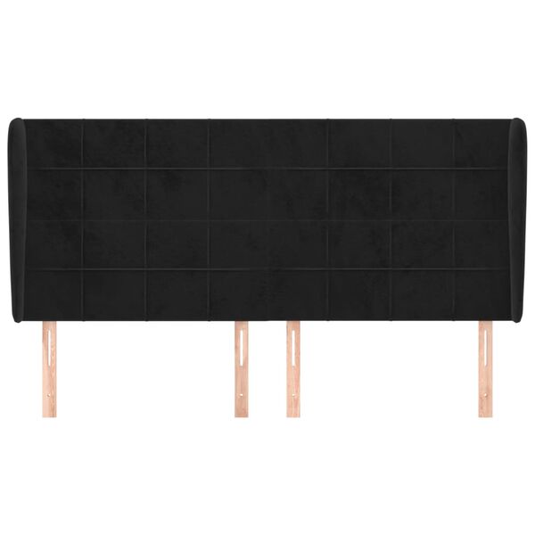 vidaXL Vzglavje z u&scaron;esi črno 203x23x118/128 cm žamet