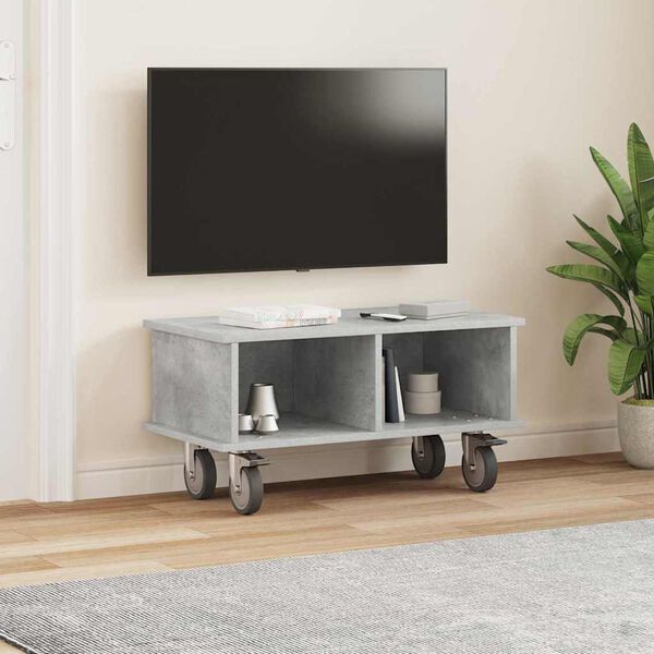 vidaXL TV stojalo Betonsko siva 68,5 x 35 x 35 cm Konstruiran les