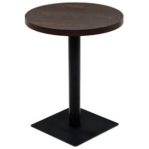vidaXL Bistro miza mediapan in jeklo okrogla 60x75 cm temna jesenovina