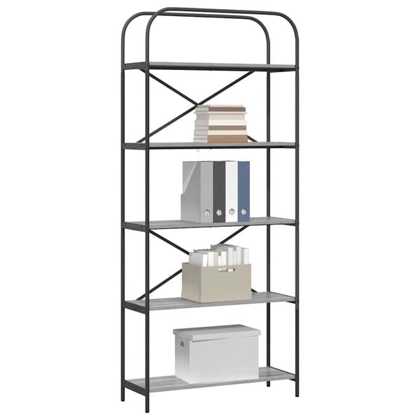 vidaXL Knjižna polica Siva Sonoma 80 x 30 x 183 cm Konstruiran les