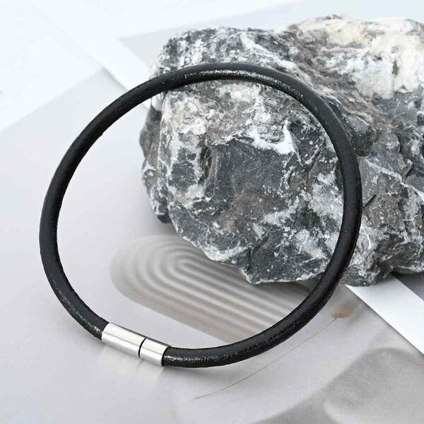 vidaXL Usnjena vrvica Črna Ø5 mm x 50 m Usnje