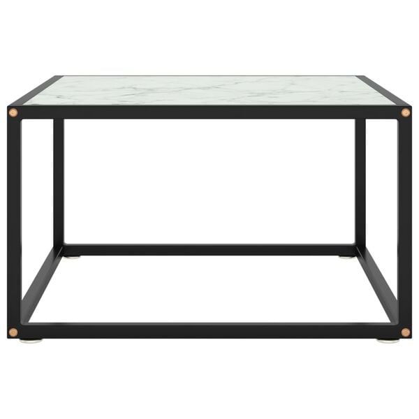 vidaXL Klubska mizica črna z belim marmornim steklom 60x60x35 cm