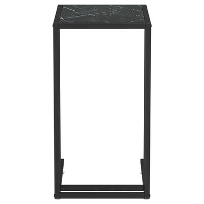vidaXL Računalniška stranska mizica črn marmor 50x35x65 cm steklo