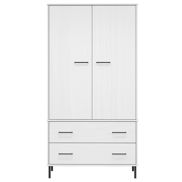 vidaXL Garderobna omara bela 90x55x172,5 cm trden les OSLO