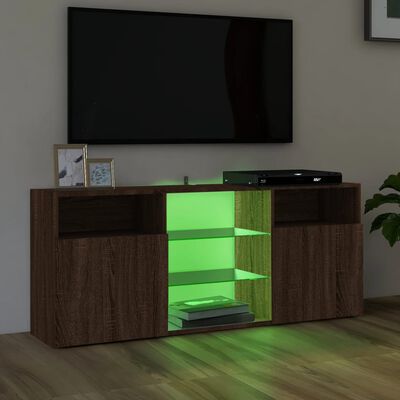 vidaXL TV omarica z LED lučkami rjav hrast 120x30x50 cm
