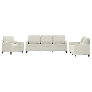 vidaXL Sedežna garnitura 3-delna z blazinami krem žamet