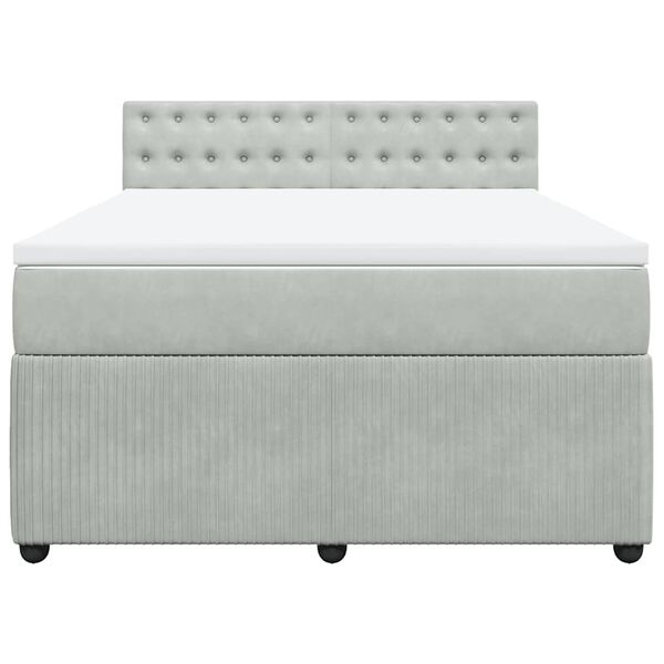 vidaXL Box spring postelja z vzmetnico svetlo siva 160x200 cm žamet