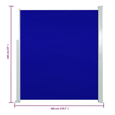 vidaXL Zložljiva stranska tenda za teraso 160x300 cm modra