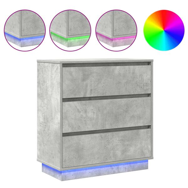 vidaXL Nočna omarica Betonsko siva 71 x 34,5 x 75 cm Konstruiran les