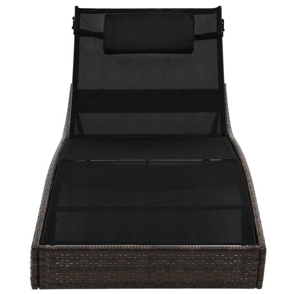 vidaXL Ležalnik z blazino poli ratan rjav