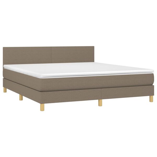 vidaXL Box spring postelja z vzmetnico taupe 180x200 cm blago