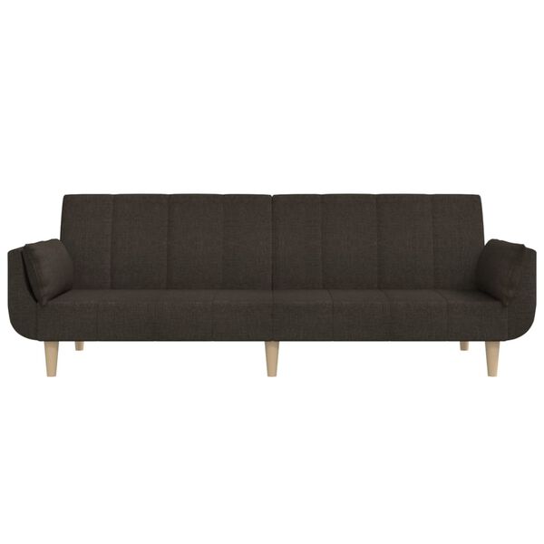 vidaXL Raztegljiv kavč dvosed z blazinama temno rjavo blago