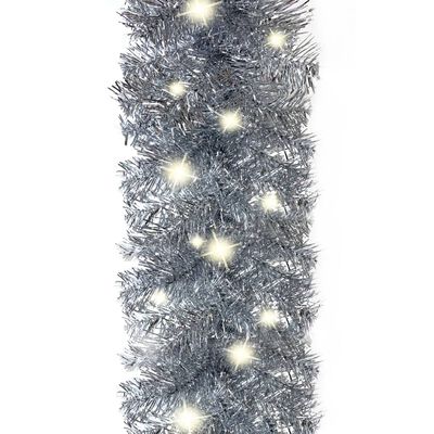 vidaXL Božična girlanda z LED lučkami 5 m srebrna