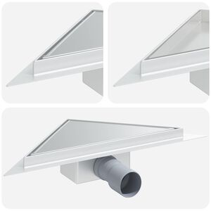 vidaXL 2 v 1 trikotna odtočna cev srebrna 32 x 32 x 7,5 cm