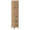 vidaXL Visok predalnik Umetni hrast 34,5 x 34 x 180 cm Konstruiran les