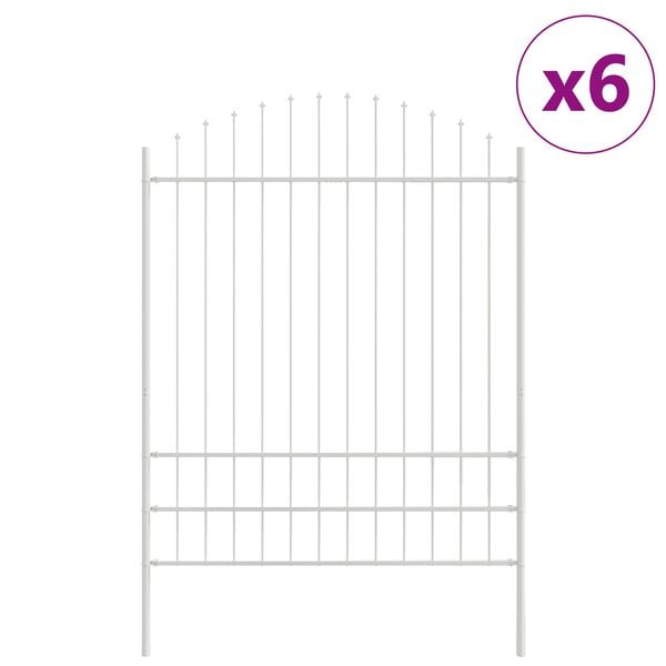 vidaXL Vrtna ograja 6 pcs Bela 170 x 225 cm Pra&scaron;no lakirano jeklo