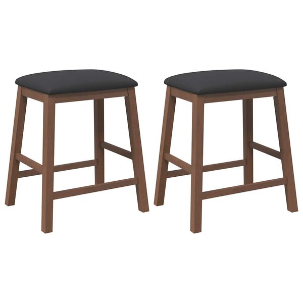 vidaXL Bar stoli z blazinami 2 kosa Brown Solid Wood Rubber