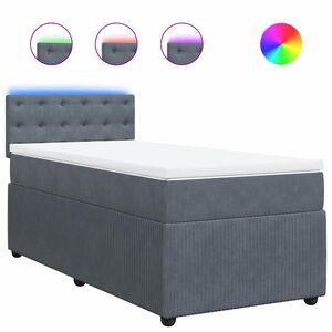 vidaXL Box spring postelja z vzmetnico temno siva 80x200 cm žamet