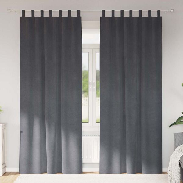 vidaXL Zatemnitvene zavese 2 pcs Svetlo siva 140 x 245 cm Žamet