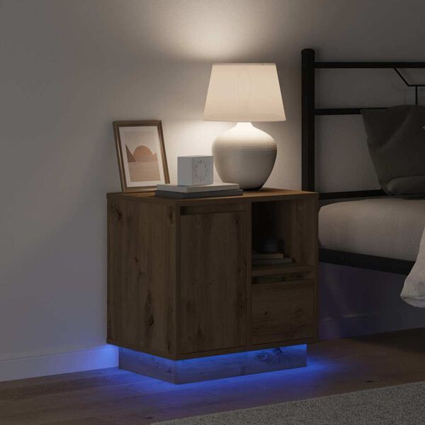 vidaXL Nočna omarica Umetni hrast 50 x 34,5 x 50 cm. Konstruiran les