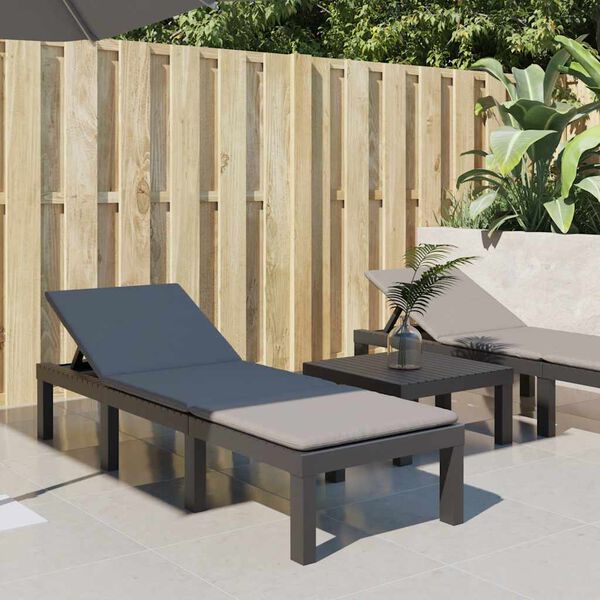 vidaXL Ležalnik z blazinami antraciten PP