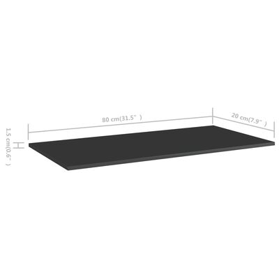 vidaXL Dodatne police za omaro 4 kosi visok sijaj črne 80x20x1,5 cm