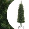 vidaXL Ozka umetna novoletna jelka s stojalom zelena 150 cm PVC